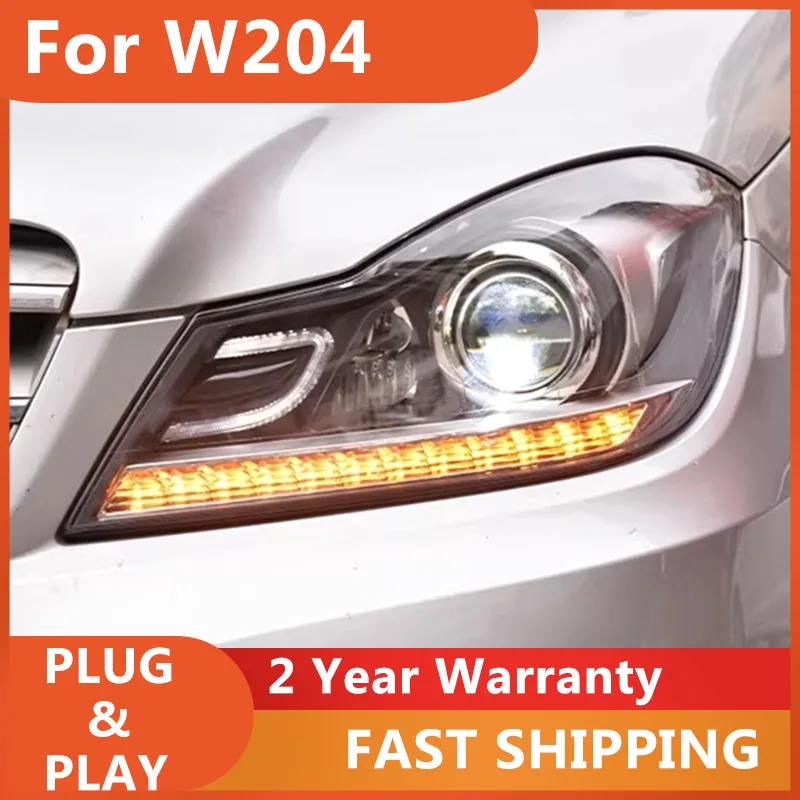 

Стайлинг фар для Mercedes-Benz W204 2011-2014 C180 C200 C260: ДХО, линзы H7 HID Bi-Xenon, ближний свет