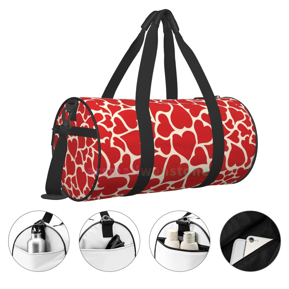 Valentim Lança Viagem Duffle Bag, Saco De Yoga Durável, Mochila De Treino, Bolsas Redondas, Sacos De Fitness Ao Ar Livre