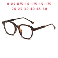 0-0,5-0,75 a-6,0 montura de leopardo Anti rayos azules gafas ovaladas para miopía para mujeres y hombres TR90 gafas graduadas para estudiantes