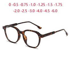 0 -0.5 -0.75 To -6.0 Leopard Frame Anti Blue Rays Oval Nearsighted Glasses For Women Men TR90 Student Prescription Spectacles