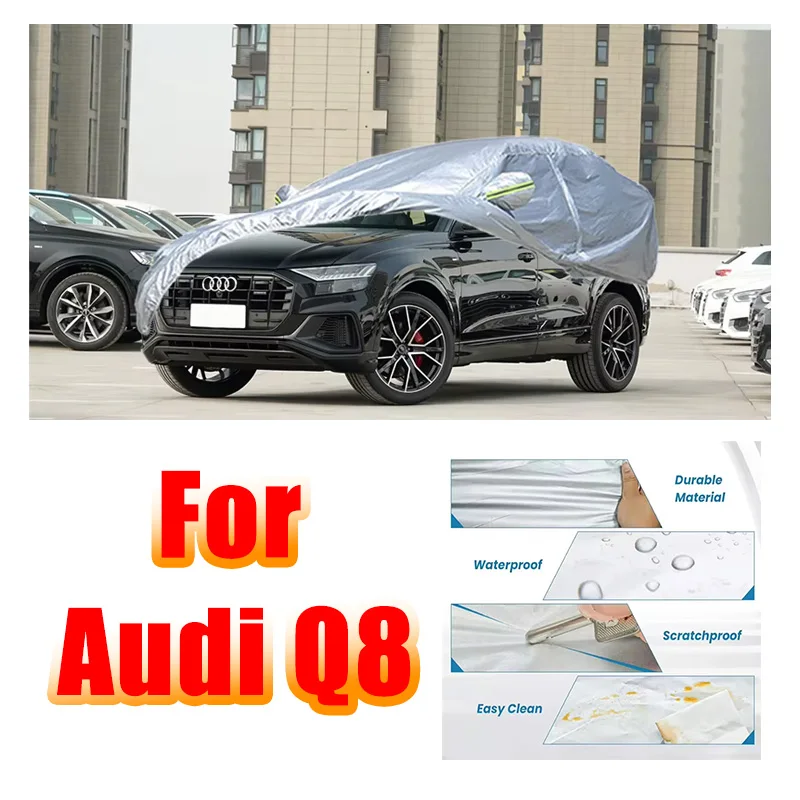 

Car Cover Outdoor Full Exterior Snow Cover Sunshade Waterproof Dustproof Protection with Reflective Strips for Audi Q8