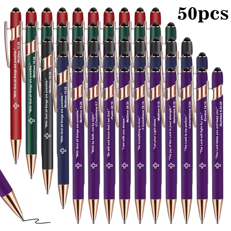 

50 pieces of pens with a cross design inspired by the Bible, suitable for churches, Bible study, and Christian stationery