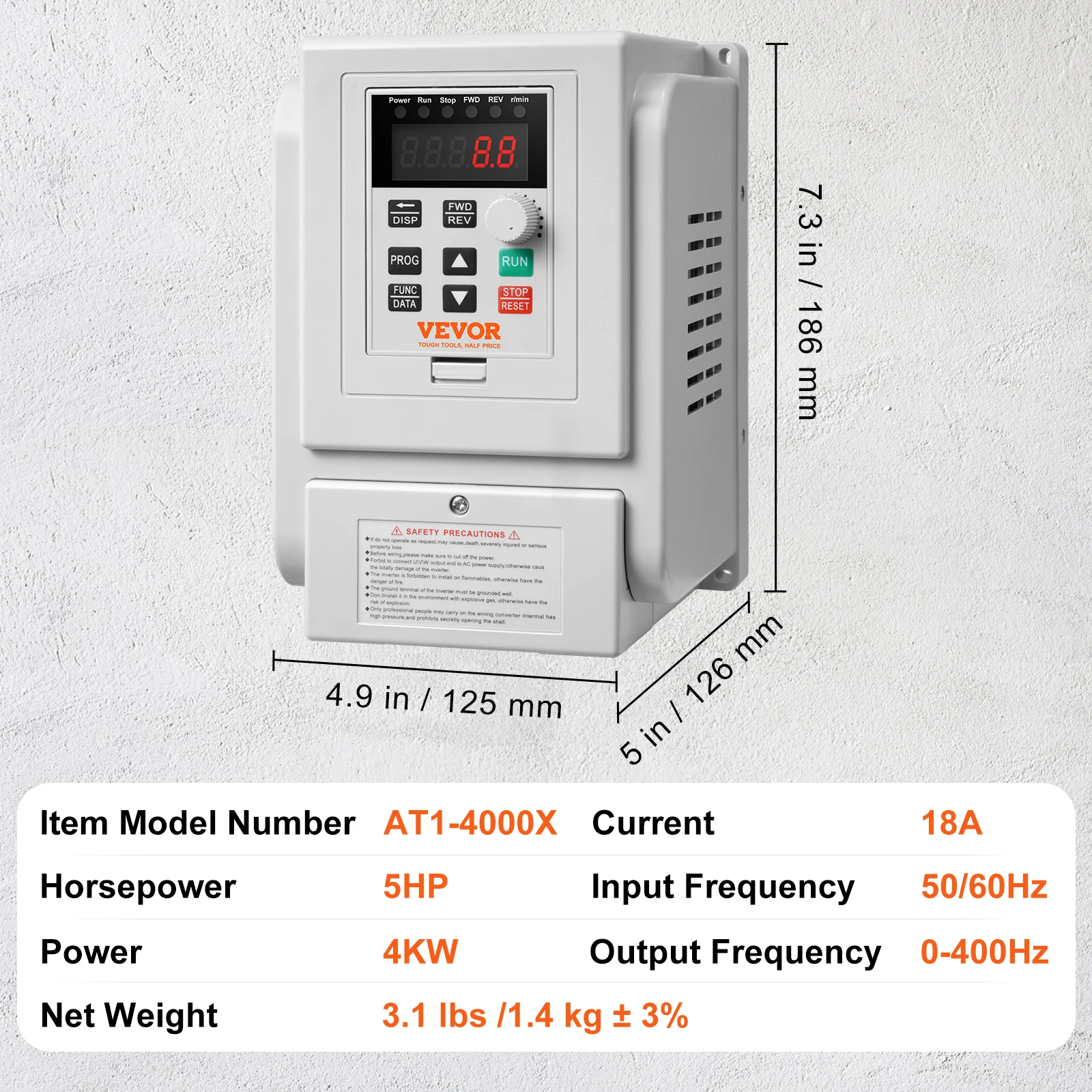 SucceBuy VFD 5HP 4KW enkele fase 220V-240V ingang naar 3 fase 220V-240V uitgang variabele frequentieaandrijving voor motorsnelheidsregeling