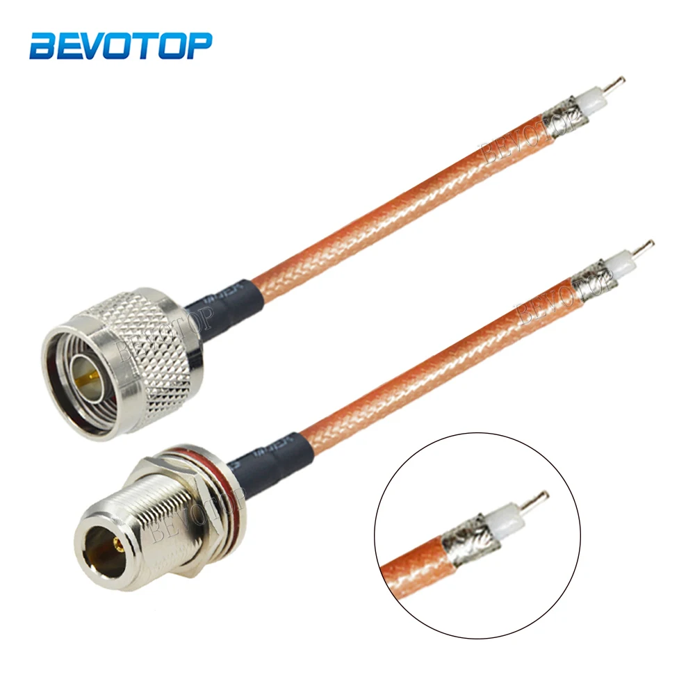 RG-142 N Male/Female Connector Single End to PCB Solder Pigtail RG142 Cable Double Shielding Net High Temperature Resistant Cord