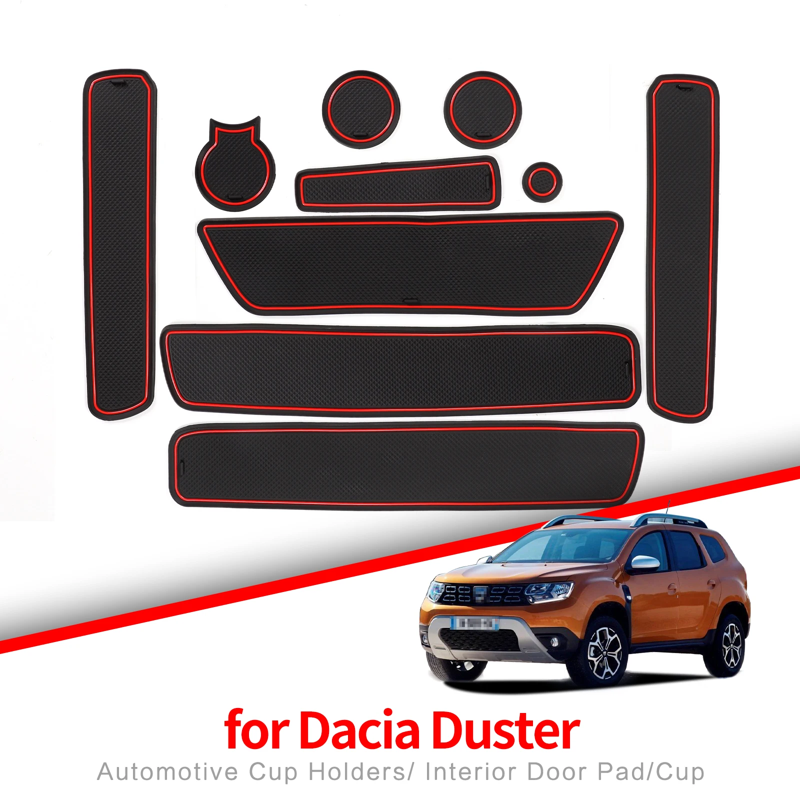

Коврик ZUNDUO с нескользящим слотом для ворот для Dacia Duster 2018-2021, нескользящий дверной коврик с пазами, подставка для чашки, подставка, аксессуары для интерьера