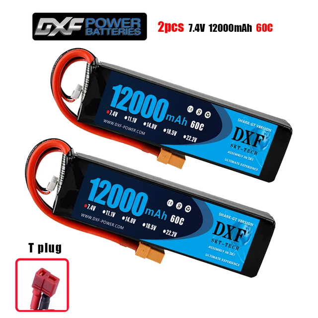 DXF 2PCS 7,4 V 2S 12000mah 10000mah 9300mah Lipo Batterie XT60 für RC Auto Boot lkw Drone FPV Walkera QR X350 Quadcopter Teile