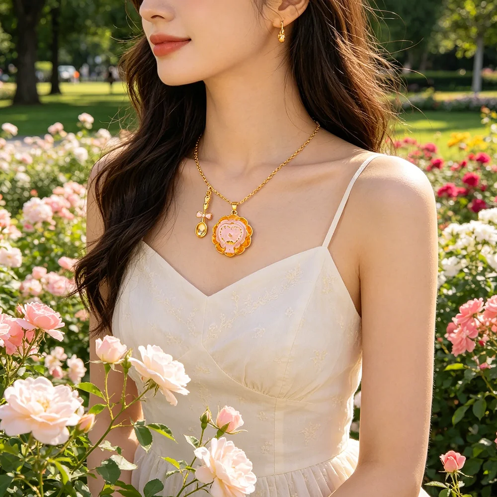 Fashion Cup Teaspoon Box Open Pendant Necklace Clavicle Chain Enamel Sweet Girl Birthday Gift Necklace Accessories MOM Necklace view 6