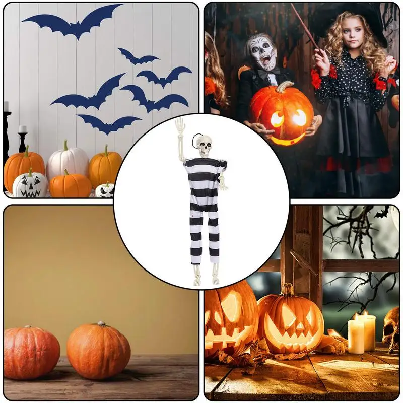Posable Halloween Skeleton Realistic Posable Skeleton Decor Decoration Accessory For Haunted Houses Trees Doors And Lawns