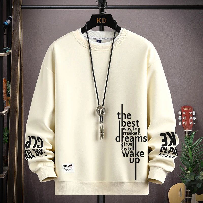 2025 novos moletons masculinos S-5XL hoodies outono letras impressas manga longa camiseta moda roupas masculinas o pescoço harajuku topo