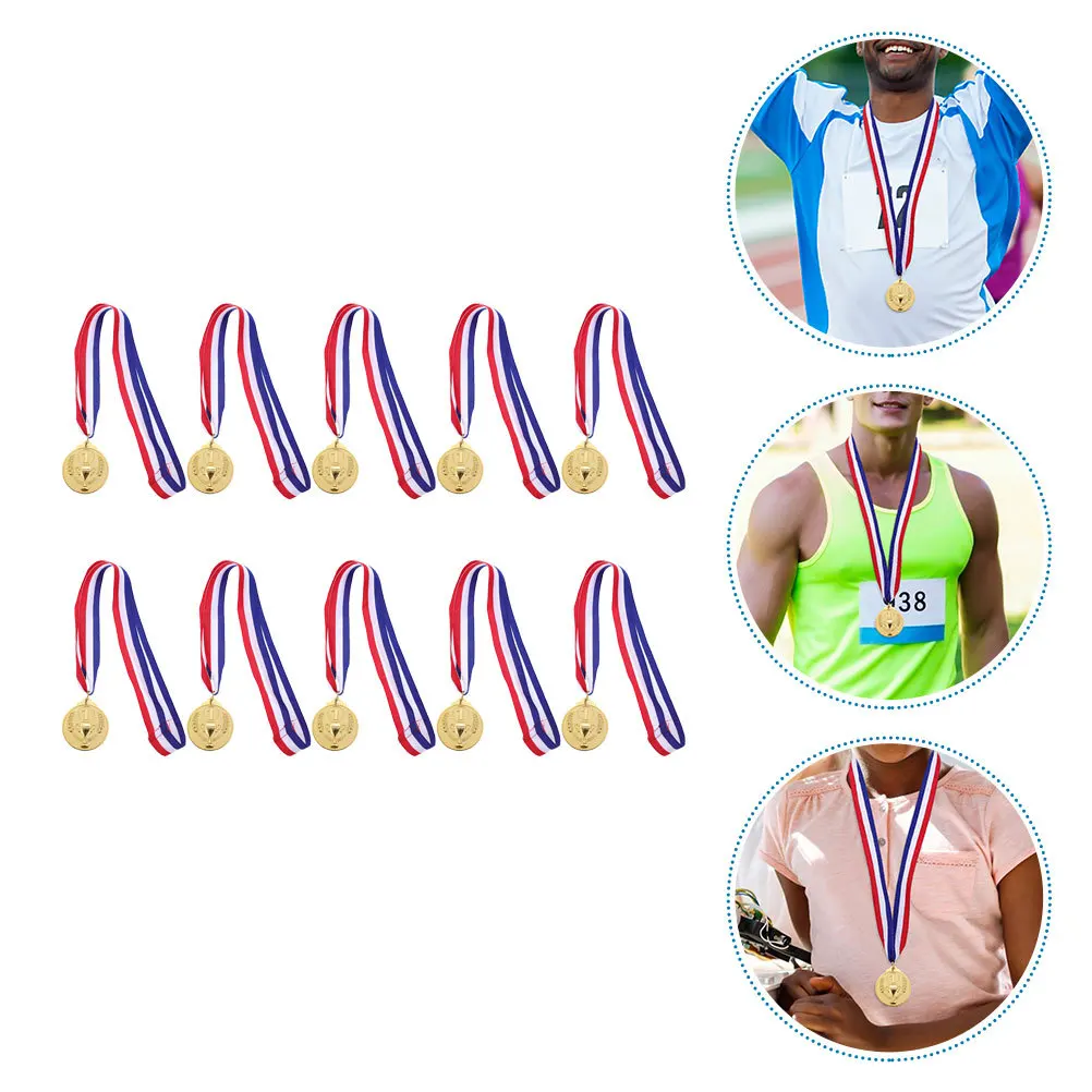 10pcs Gold Award Winner Sports Competitions Keepsake Prize Kids Soccer Medals Trophy Recognition Gift, Medals For Awards For