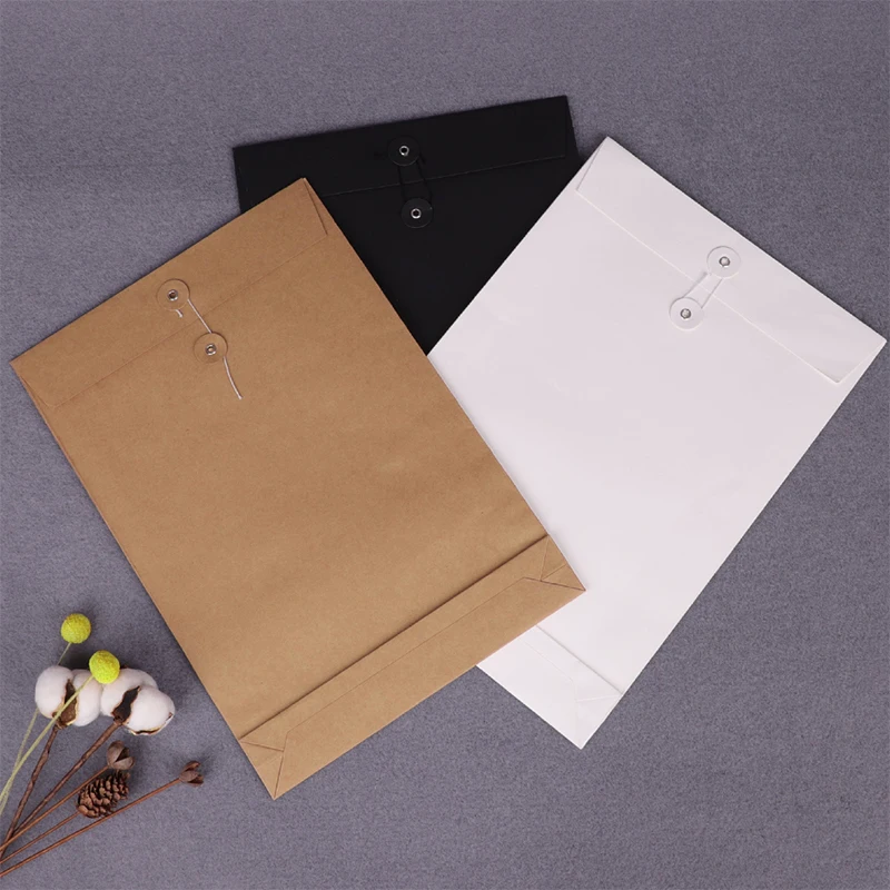 10Pcs A4 File Bag Data Book Large Capacity File Folder Portfolio School Office Stationery Kraft Paper Bag Business Envelope