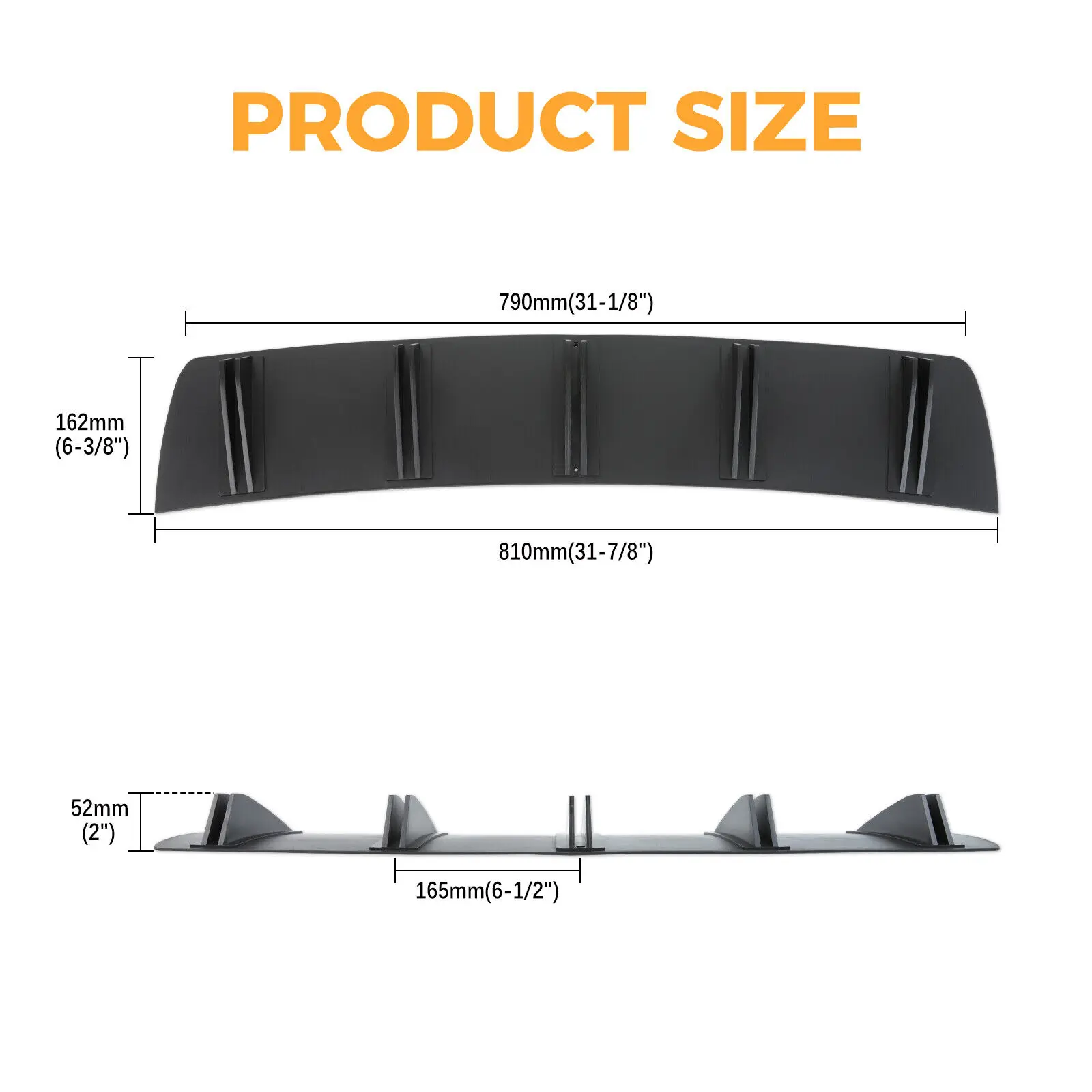 81.5 cm Double Layer 10 Fins Car Rear Bumper Lip For Acura TL TLX NSX TSX Rear Shark Fin Style Curved Bumper Lip Diffuser