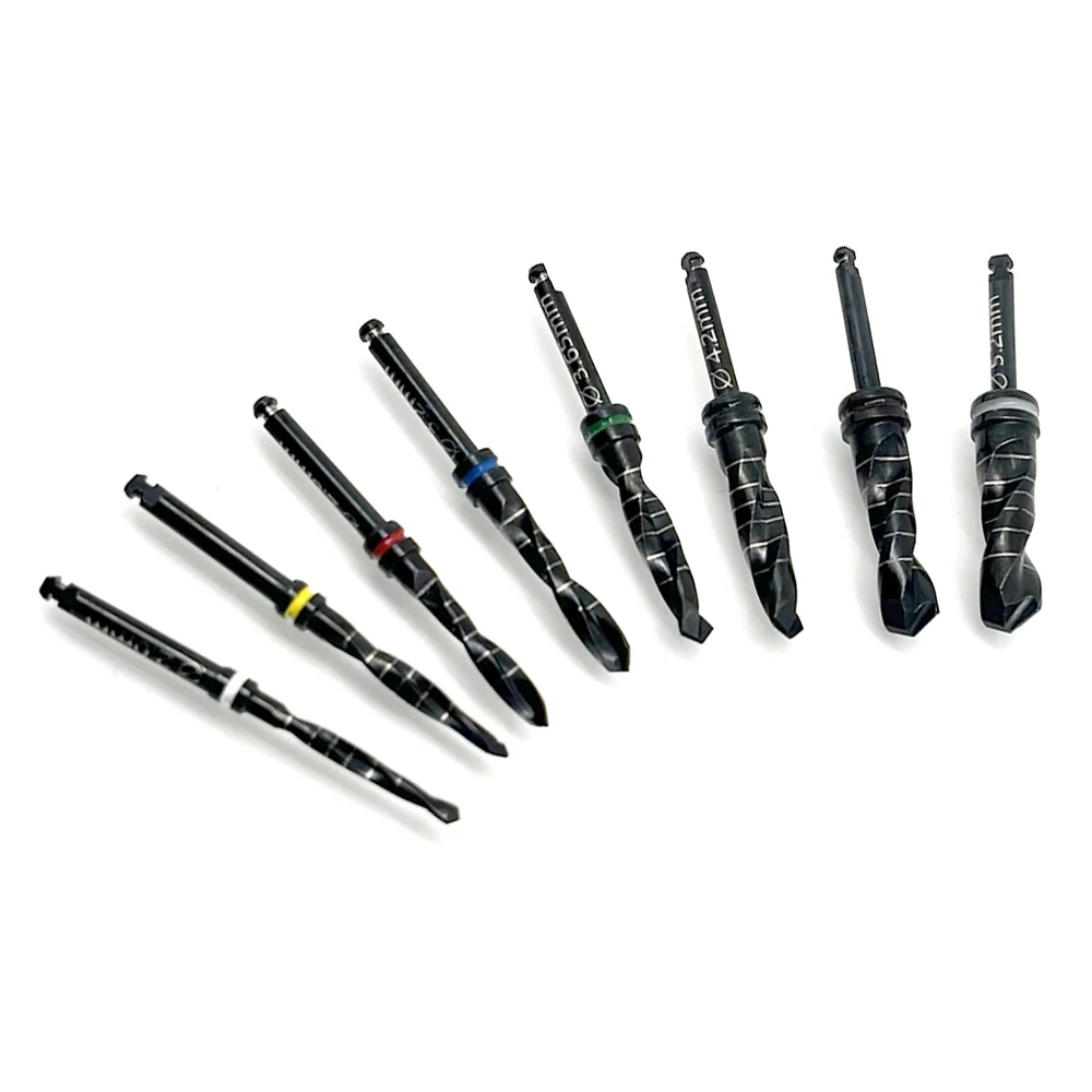 

8 Pcs Titanium Coated Lance Drills Dental Implant Pilot Kit for Precision Bone Preparation and Osteotomy