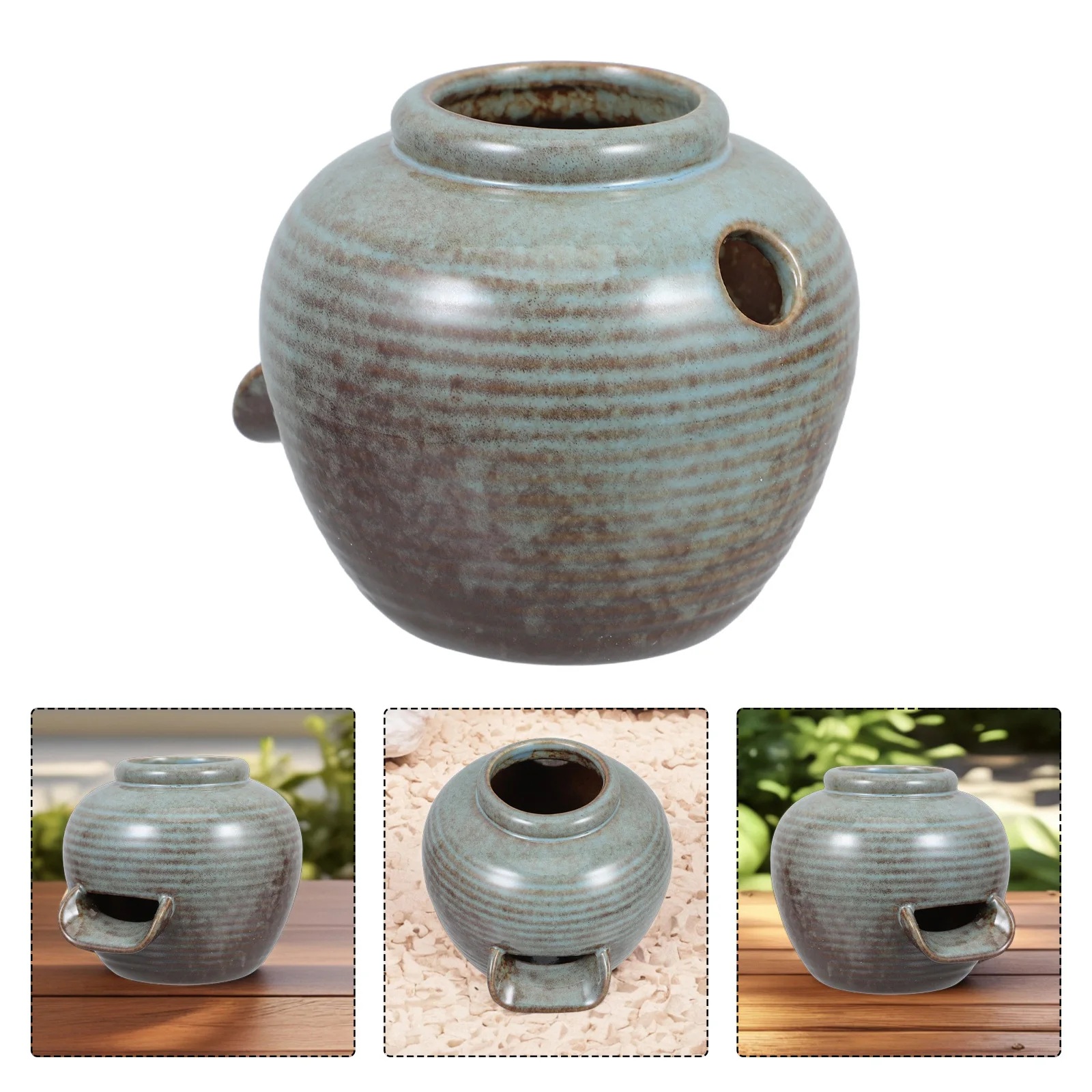 

Handmade Ceramic Fish Tank Fountain Circulation Waterfall Jar Indoor Outdoor Tabletop Garden Pond Landscape Decor