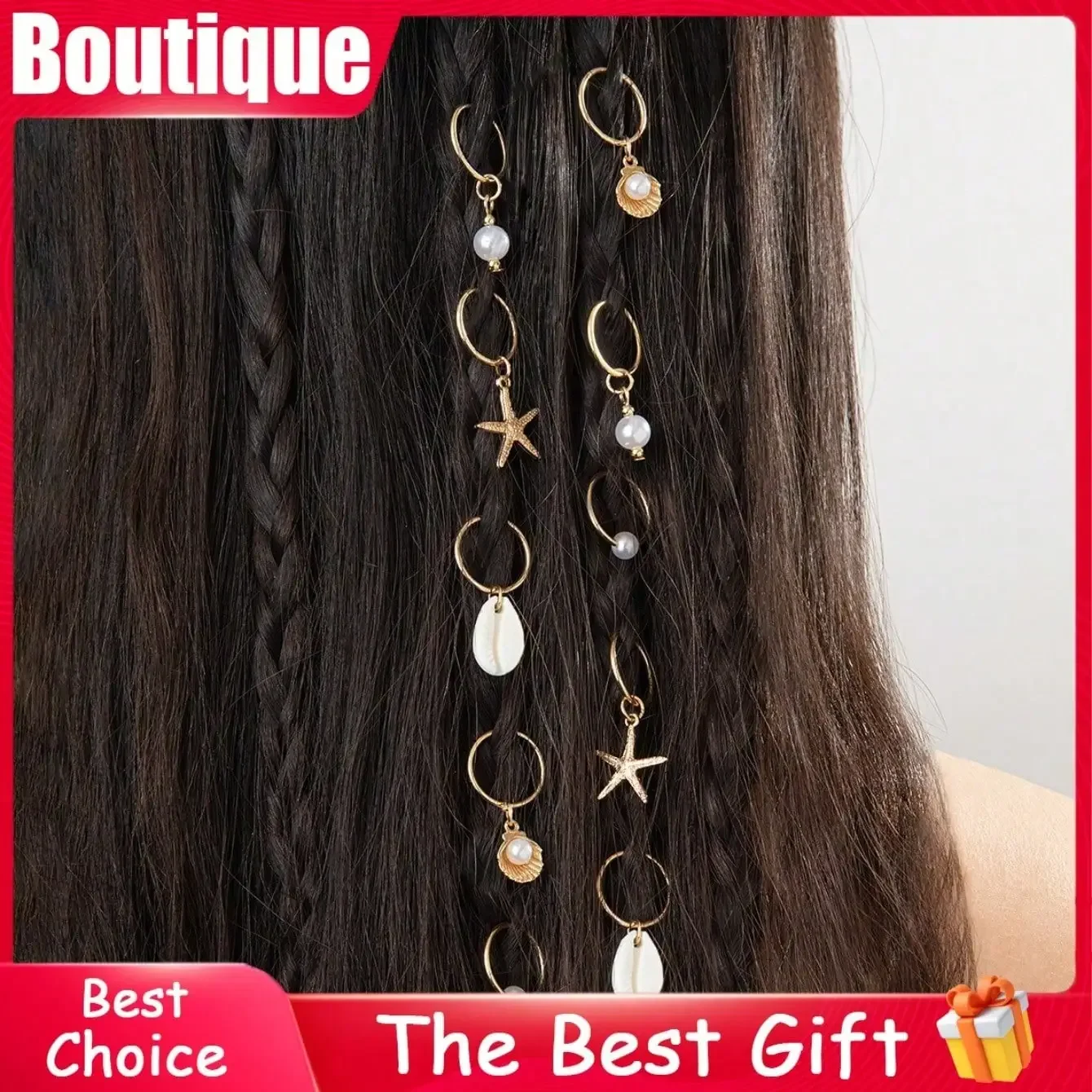 

Women's Braided Hair Beach Decor Hair Clips, Fashionable & Unique Summer Beach Vacation Festival Ocean Themed Hair Accessories