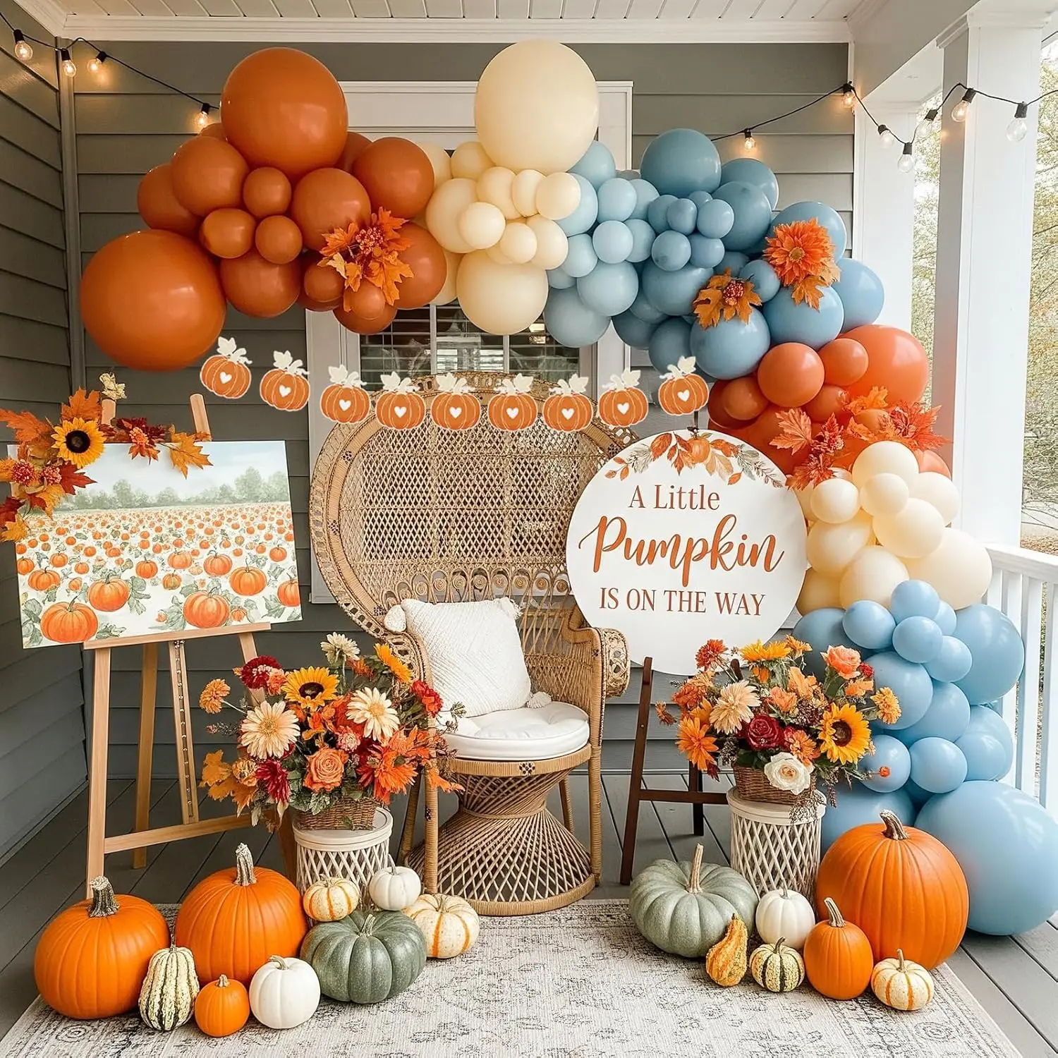 117 قطعة بالونات أزرق مغبر برتقالي عارية بيج طقم قوس جارلاند لخريف تحت عنوان استحمام الطفل الزفاف الجنس تكشف زينة الحفلات #1