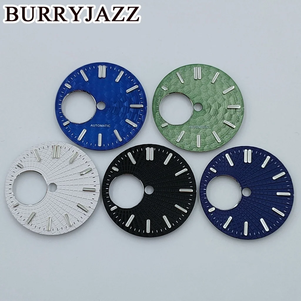 BURRYJAZZ 28.5mm No Logo NH38 White Black Green Blue Dial Green Luminous Dial