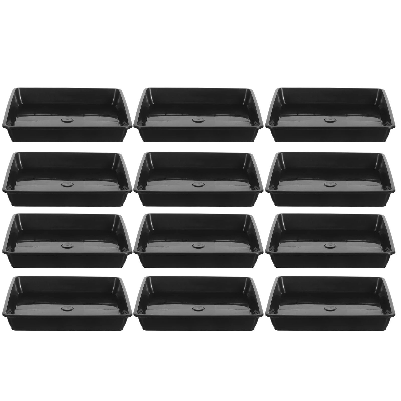 

12Pcs Flower Basin Bottom Trays Square Water Holders Black Flowerpot Mats for Clean Surfaces