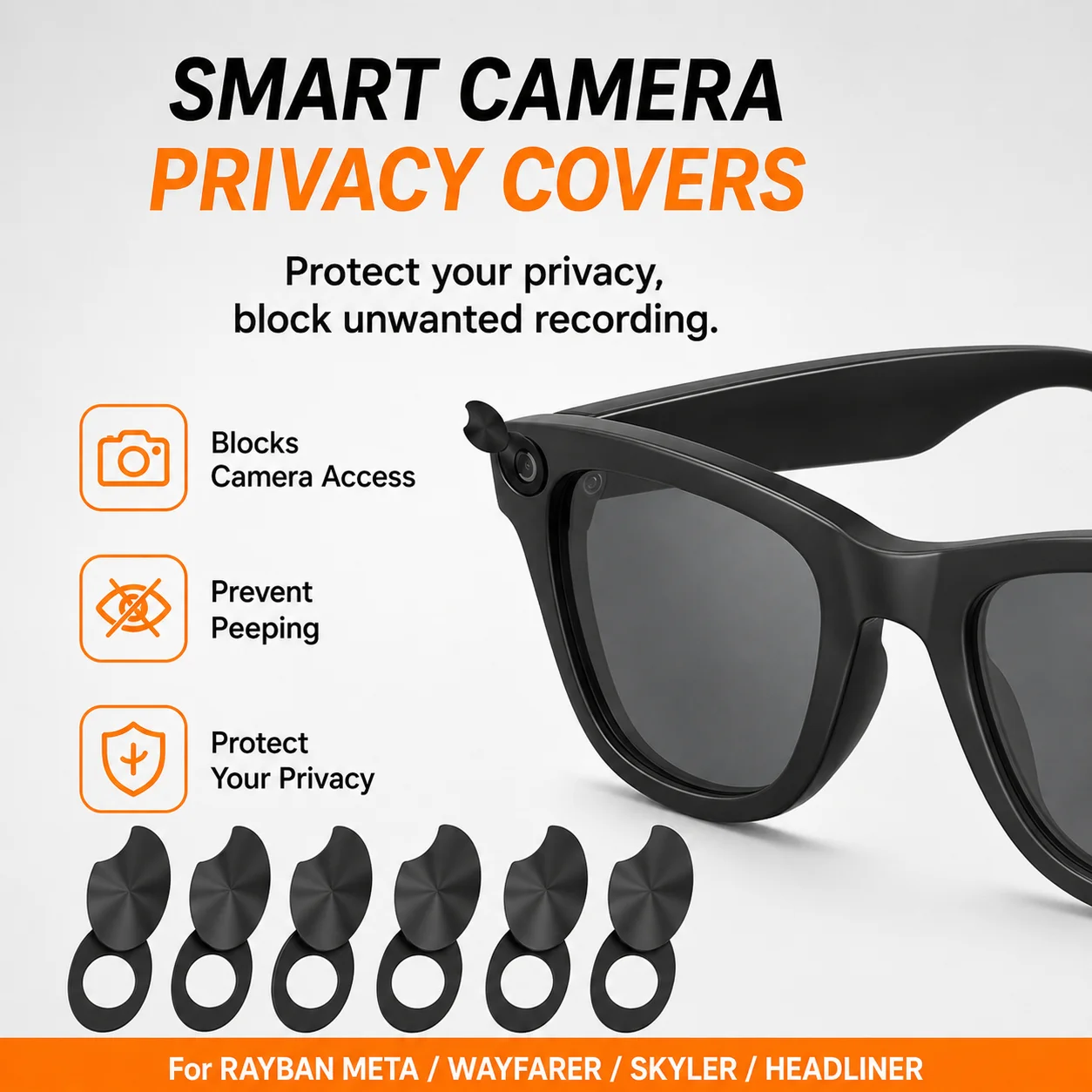 Camera Privacy Cover for Rayban Meta Smart Glasses Wayfarer Skyler Headliner Webcam Cover Anti Spy Protection Sticker