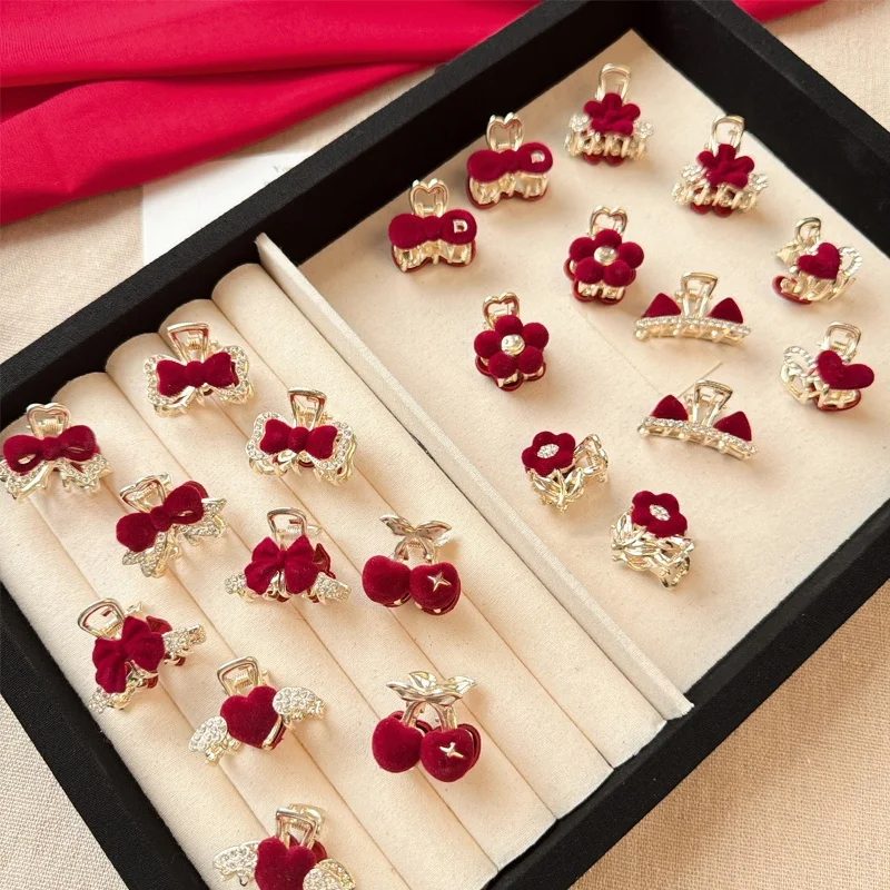 

Y2K 2PCS Red Velvet Butterfly Knot Small Hair Clip Women's New Style Half up Hair Clip Side Bangs Hair Clip Headwear