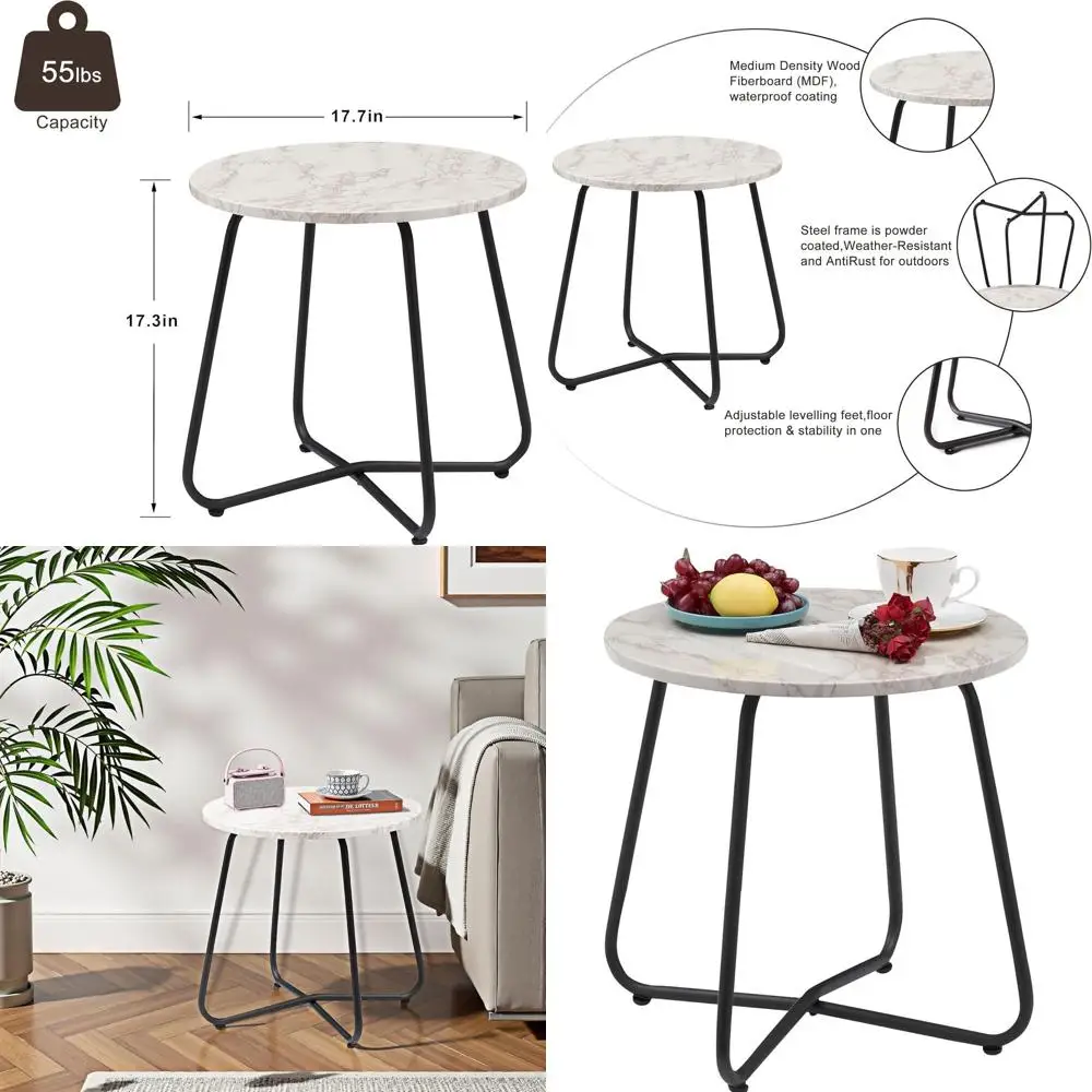 

Patio Outdoor Side Snack Table,Small Round Anti-Rust Metal Style Desk or Garden Balcony,Yard,Living Room