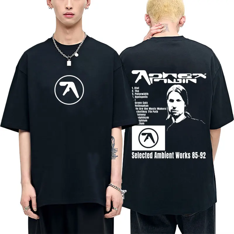 

Limited Aphex Twin Graphic T Shirt Selected Ambient Works 85 92 Album Print T-shirts Men Women Fashion Electronic Music T-shirt