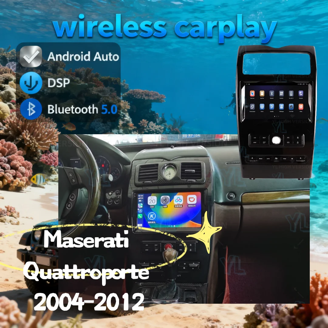 

10,1-дюймовый автомобильный радиоприемник Android 14, для Maserati Quattroporte 2004-2012, автомобильный GPS, Wi-Fi, 4G Carplay, мультимедийный DSP, Bluetooth 5,0