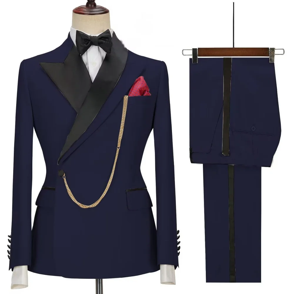 

New 2 pcs Single Breasted Suit Set Men's Slim-fit Young Men Blazer Jacket Pants Ensemble Wedding Ball Reunion Attire