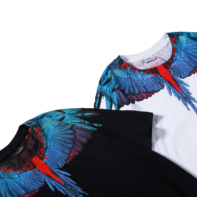 أعلى جودة الترفيه التجفيف السريع تي شيرت MARCELO BURLON MB العلامة التجارية أجنحة طباعة تي شيرت رياضي عادية Y2K الشارع قصيرة الأكمام