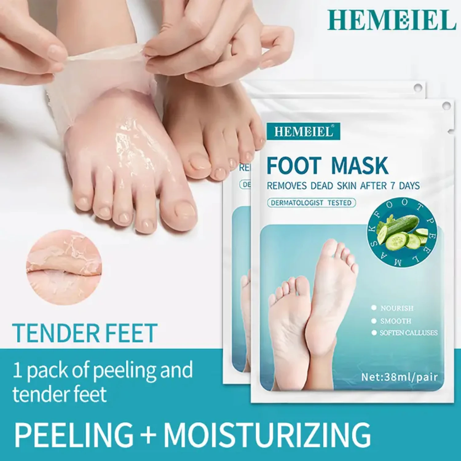 HIMEIEL Nemlendirici Ayak Peeling Maskeleri - Kuru Ciltler için 2 Çift, 1 Hafta Bebek-Yumuşak Ayaklara, Pürüzsüz Ayak Parmak Topuklarını Onarır,