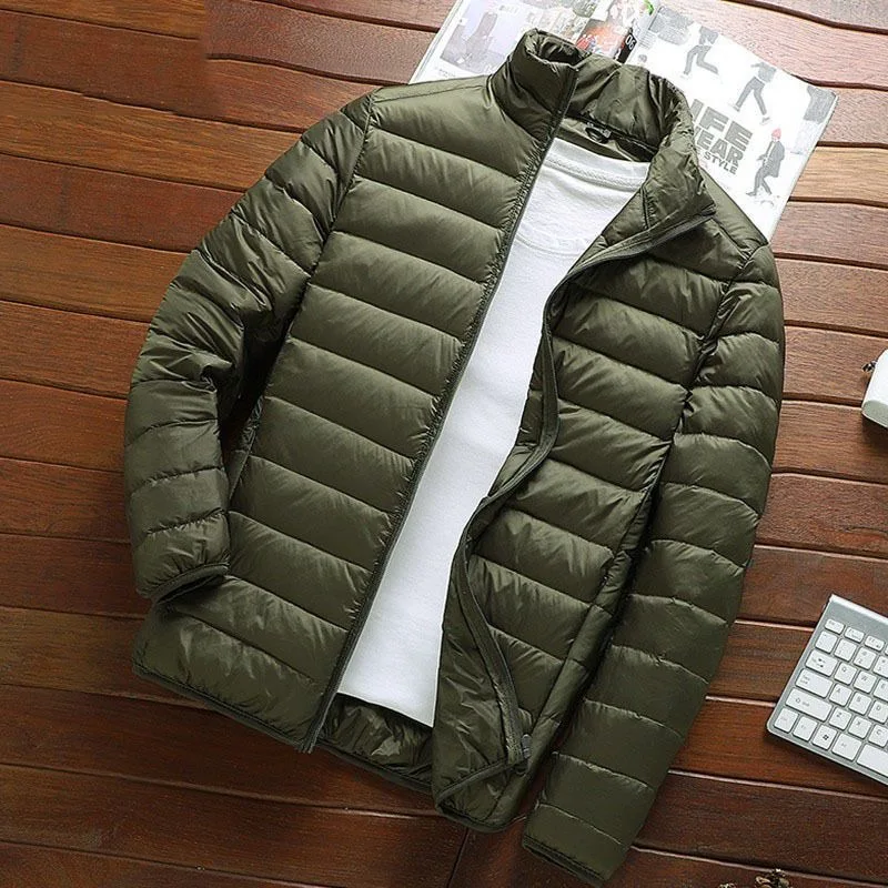 

Легкая утепленная хлопковая куртка для мужчин, осенне-зимняя, новая, в корейском стиле, с воротником-стойкой, теплая, повседневная, с длинными рукавами