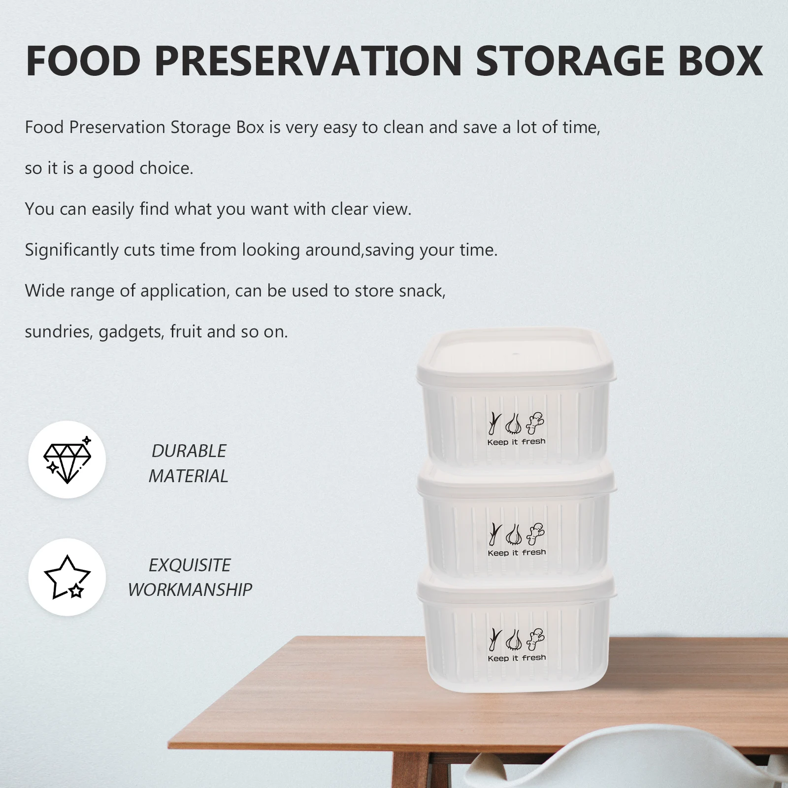 

3pcs Food Preservation Box Fridge Storage Containers Clear View Snack Fruits Refrigerator Organizer Vegetable Storage Container