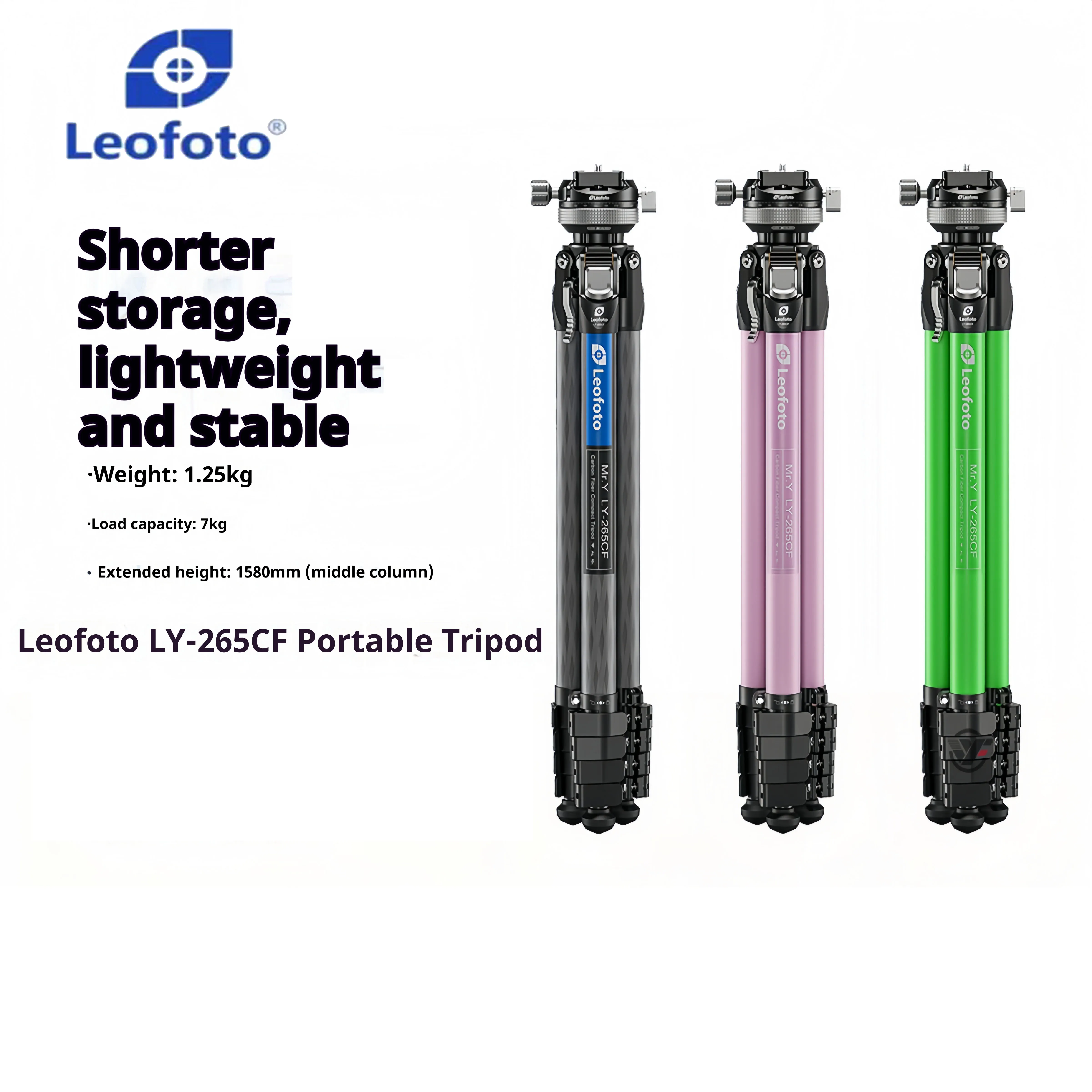

Leofoto LY-265CF Featherweight Full-Size Portable Travel Mini Snap-Lock Tripod Kit