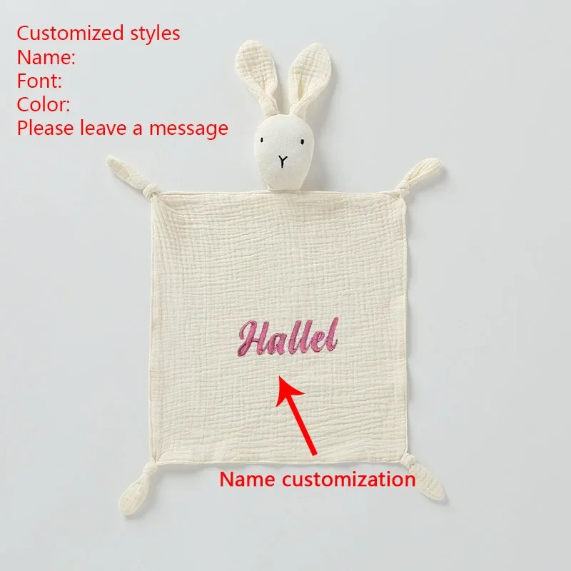 Personalized Baby Name Blanket Muslin Baby Cotton Baby Doll To Sleep Soothe Appease Kid Towel Children Sleeping Dolls Baby Items