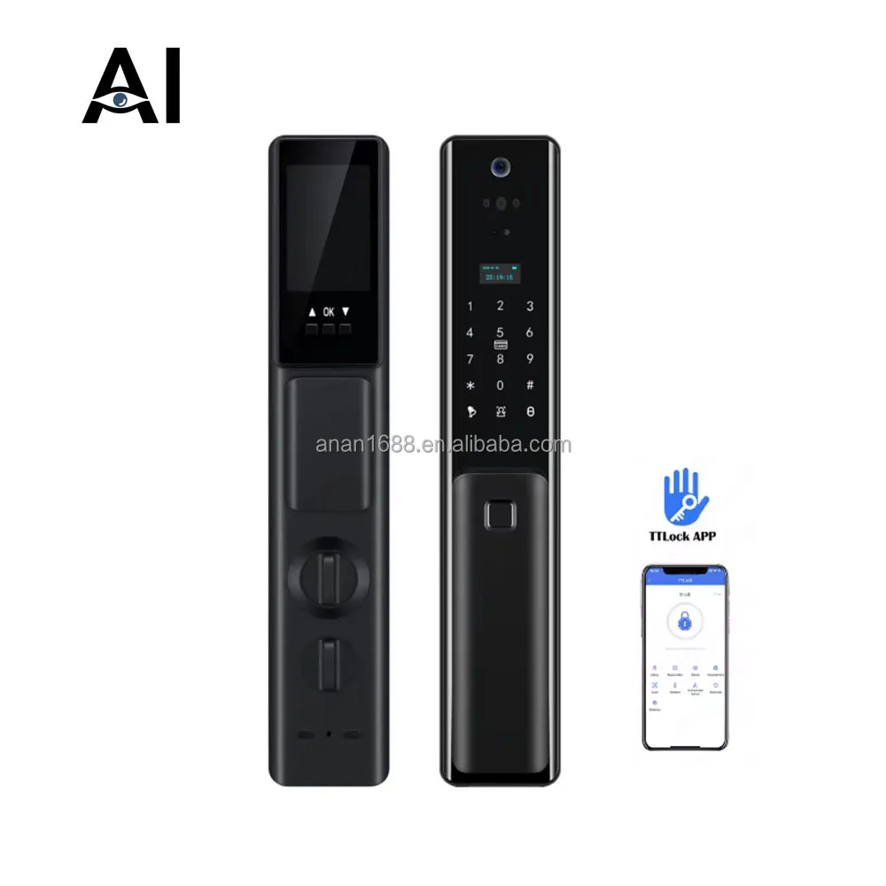 

2024 latest OEM ODM manufacture 3D Face facial recognition door Lock in Tuya TTlock biometric fingerprint door lock with camera