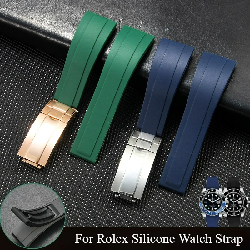 For Rolex Water-ghost Daytona White Red Black Green Silicone Watchband Formal Design Scratch Proof Surface 20mm Exquisite Strap