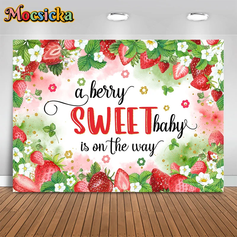 Mocsicka Photography Background Sweetheart Girl 1 St Happy Birthday Party Strawberry Backdrop Cake Smash Kids Indoor Banner