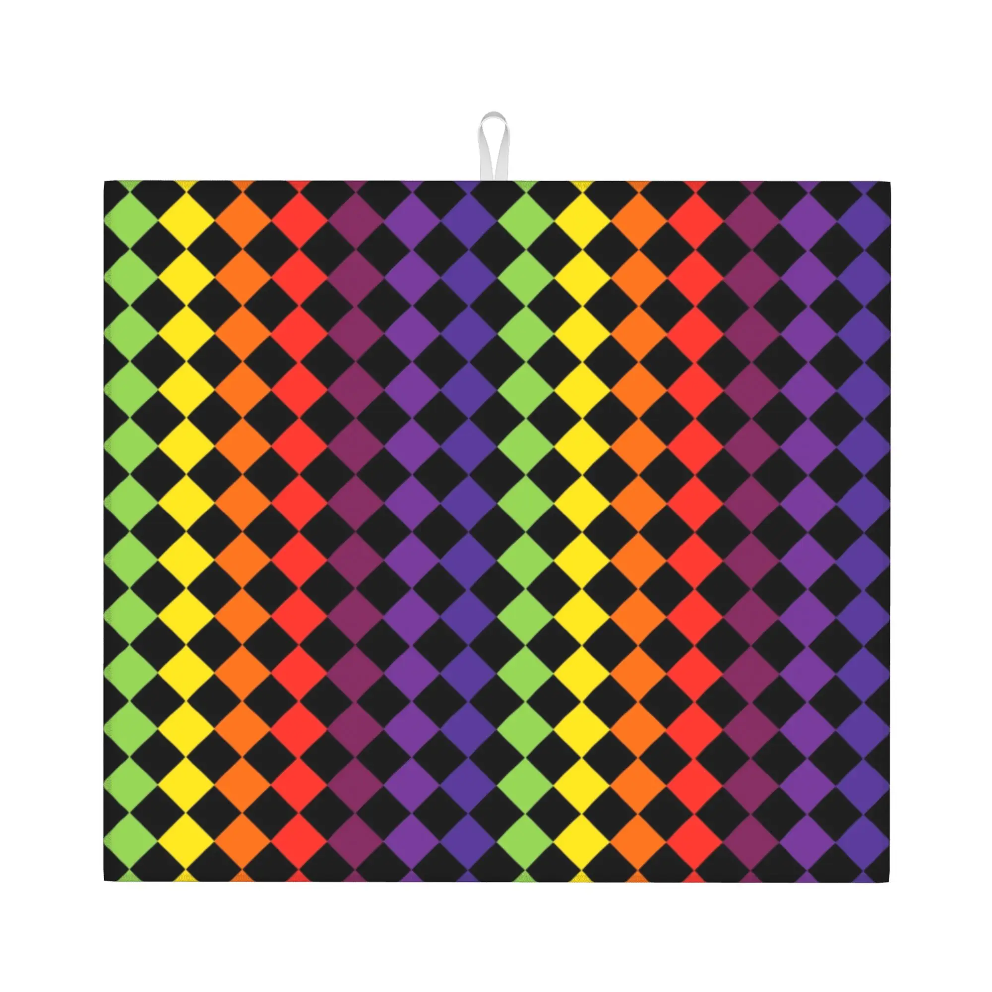 Checkered Pattern Vintage Sunset Colors Non‑Slip Waterproof Absorbent Barware Tableware Oil Proof Reusable Mat For Kitchen