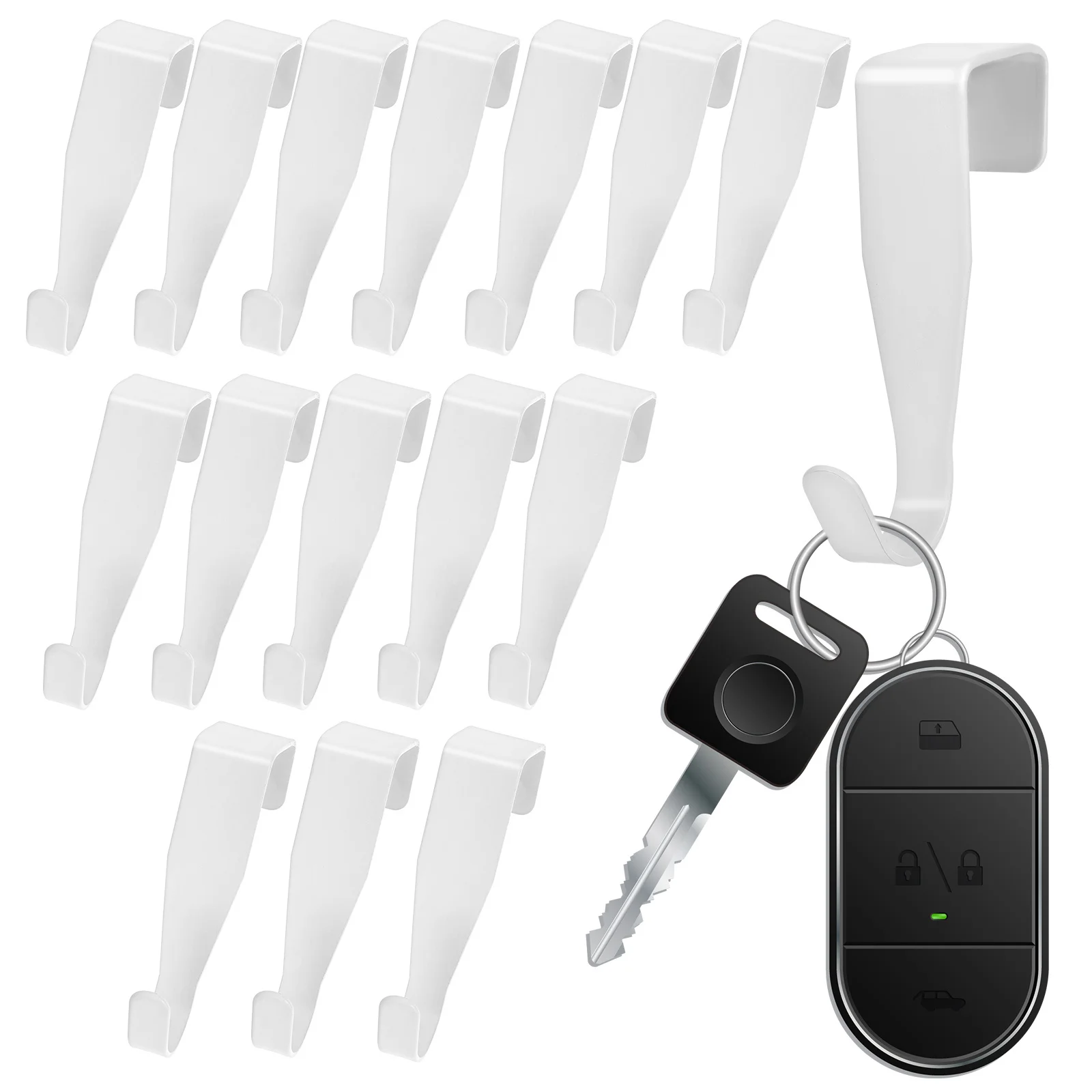 

16pcs Hooks White Painted Cabinet Hanger Space Saving Strong Load No Punching Door Bath Towel Kitchen Wardrobe Robe Holder