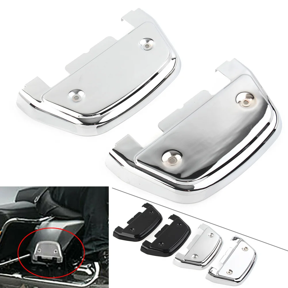 

2x Black/Chrome Motorcycle Passenger Footboard Floorboard Covers For Harley Touring Road Glide