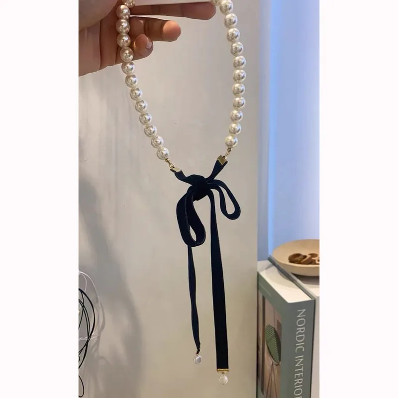 Imitation Pearl Women's Necklace Sweet Romantic Luxurious Adjustable Velvet Strap Wedding Collar For Women Fashion Jewelry 2023