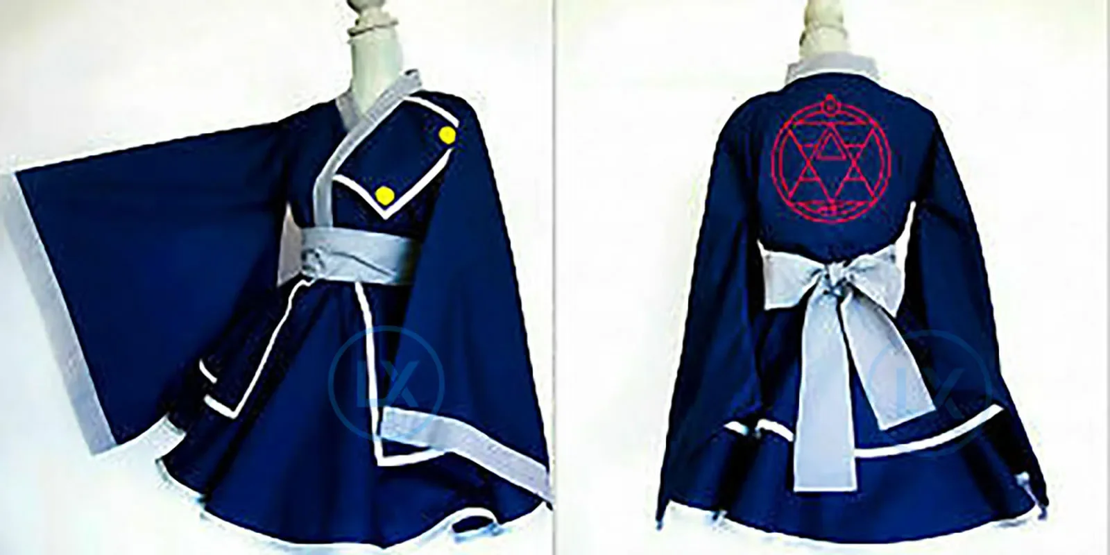 Anime Fullmetal Alchemist Roy Mustang Blue Women lolita Dress Kimono Cosplay Costume Cutome-Made Halloween Clothing