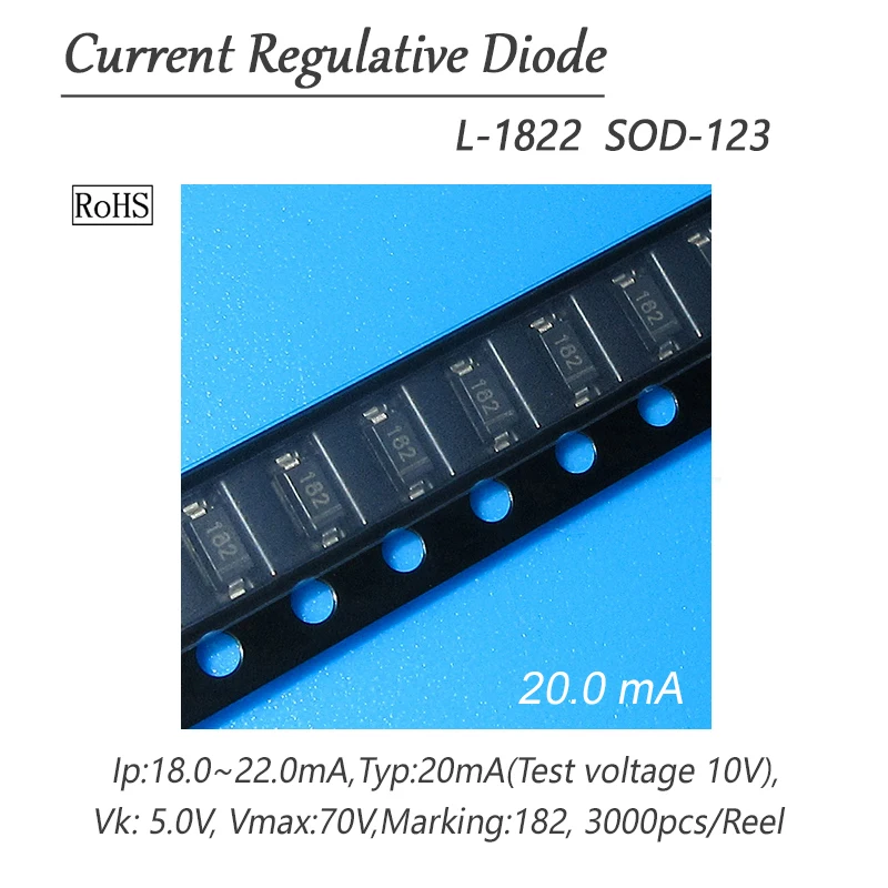 5PCS CRD Diode L-1822 20.0mA SMD SOD-123 Current Regulative Diode New It can be applied to LED power supply and sensors