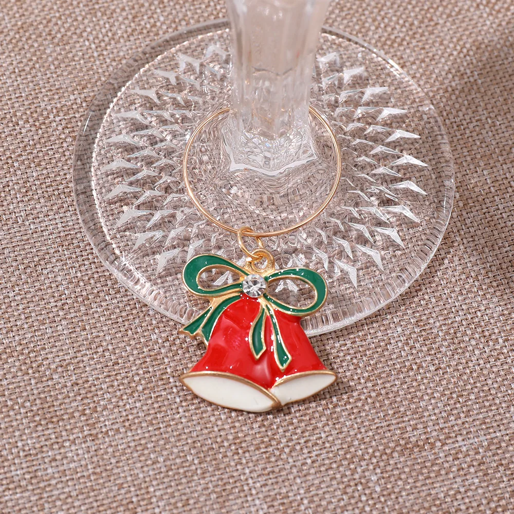Christmas Wine Glass Ring Modern Minimalist Metal Wine Glass Identifier Holiday Party Wine Glass Charms