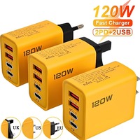 120W QC3.0 Quick Charging Phone Chargers PD USB Type C Charger Wall Adapter 4 Ports PD Power Adapter for iPhone 15 14 13 Xiaomi