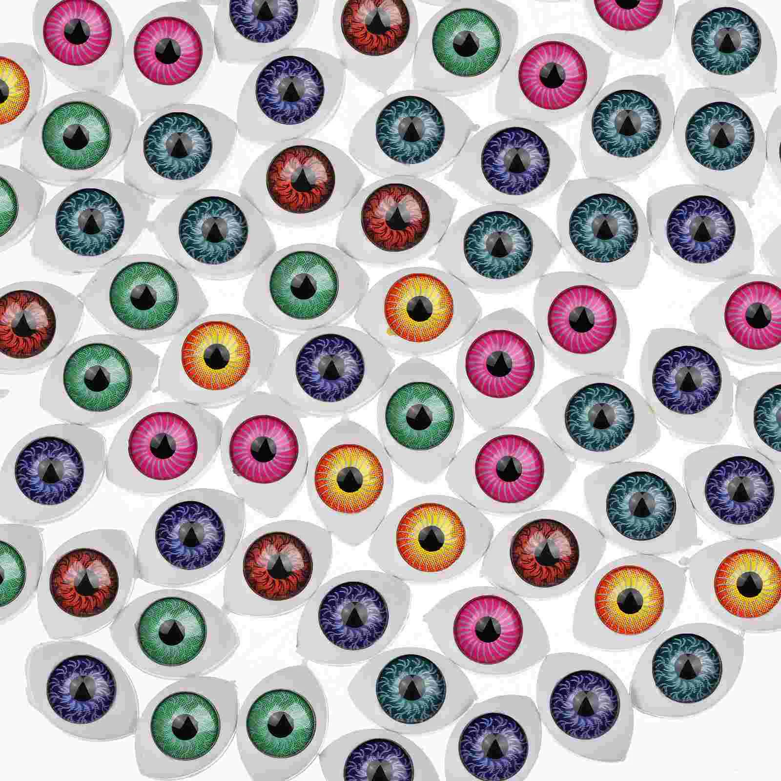 100 PCS Fake Eyeball Colored Stickers DIY Accessories for Phone Case Half Oval Eyes