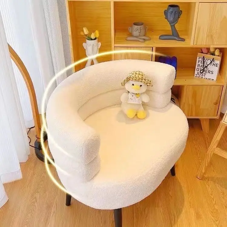 heepskin Single Lounge Chair, Comfy Vanity Stool for Bedroom, Living Room & Closet Decor Seat