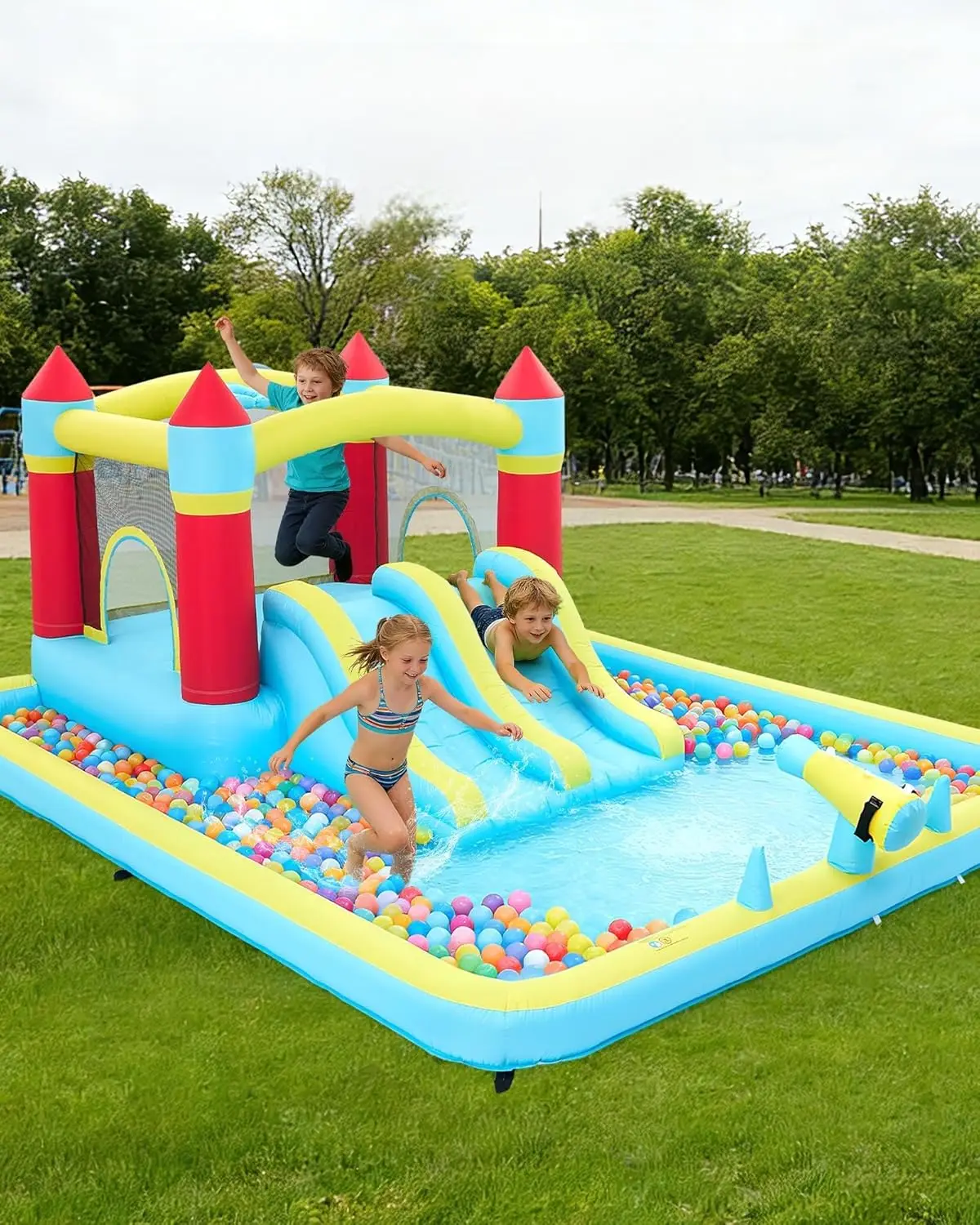 Indoor Outdoor Bounce House for Kids Inflatable Jump Castle with Slide & Blower – Home Backyard or Commercial Play Family Fun image 4