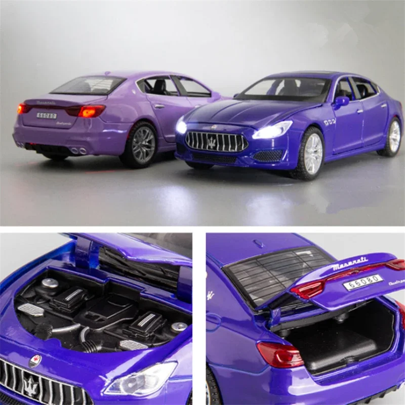 Modelo de coche de aleación Maserati Quattroporte 1:32, vehículo de juguete de Metal fundido a presión, simulación de sonido y luz, colección de regalo para niños