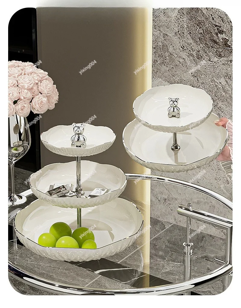 Multi-layer Fruit Tray 3-Tier Snack Candy Serving Plate for Living Room Tea Table Home Decor